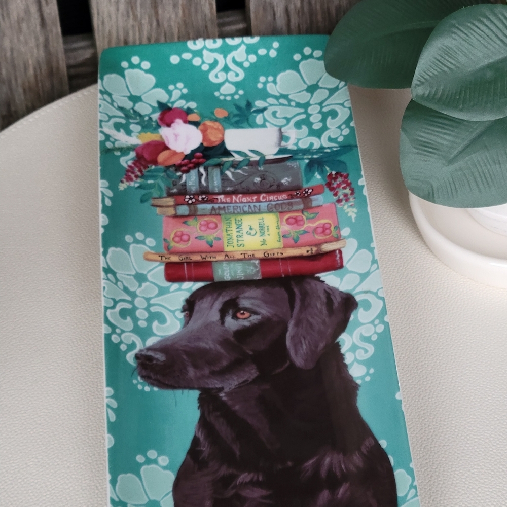 Greenbox Art & Culture Turquoise Floral Labrador Womens Best Friend Plate - Picture 6 of 14